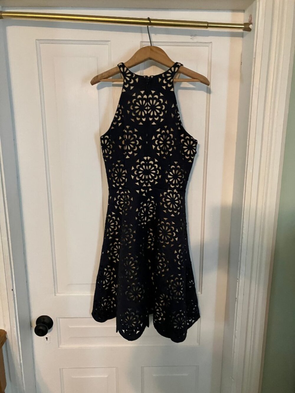 Gorgeous Lace Navy Halter Dress - Picture 3 of 6